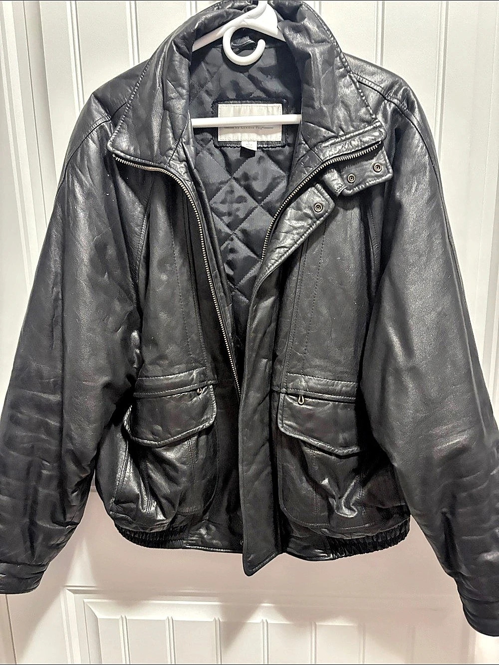 Towne by London Fog Men’s Genuine Leather Black Jacket L